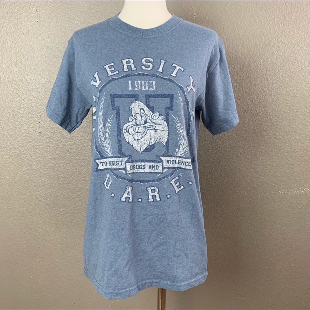 Vintage D.A.R.E. University Daren the Lion Short Sleeve Blue Graphic Tee